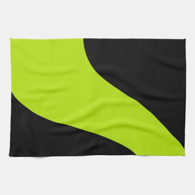 Linge De Cuisine Vagues simples en vert citron (Horizontal)