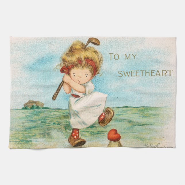 Linge De Cuisine Valentine de golf fantaisiste et kitsch, circa 191 (Horizontal)