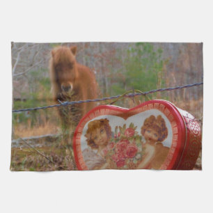 Linge De Cuisine Valentine Heart Miniature Brown Horse
