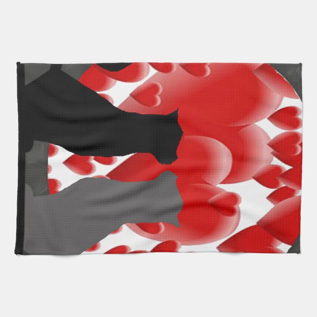Linge De Cuisine Valentine Kitties (Horizontal)