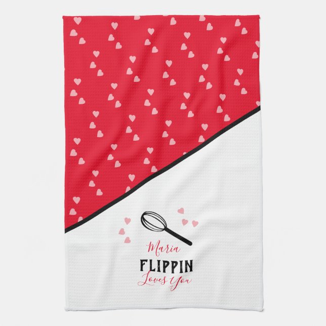 Linge De Cuisine Valentines Day Flippin Aime Vous Coeurs Baking (Vertical)