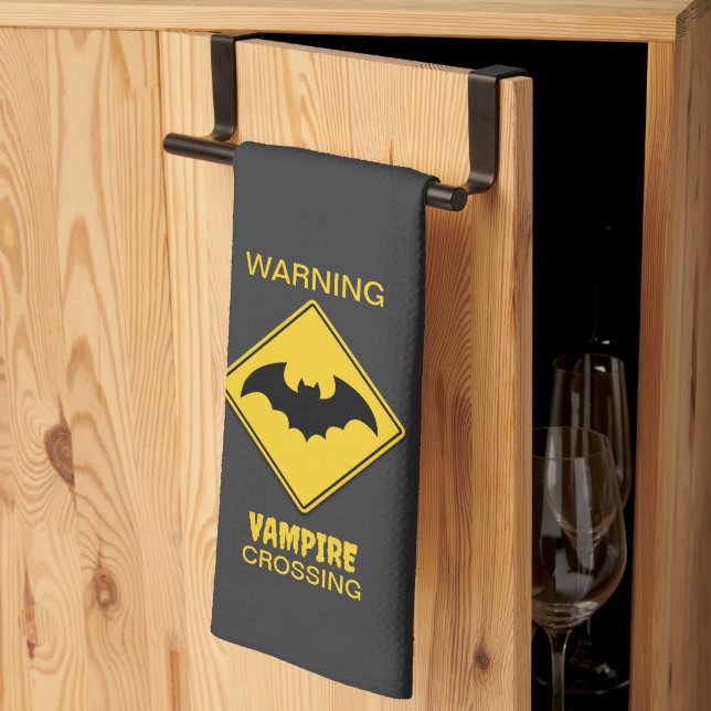 Linge De Cuisine Vampire Bat Avertissement Halloween (Pliage en tiers)