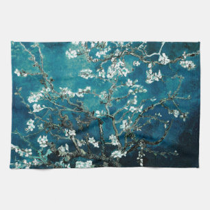 Linge De Cuisine Van Gogh Almond Blossoms Dark Turquoise