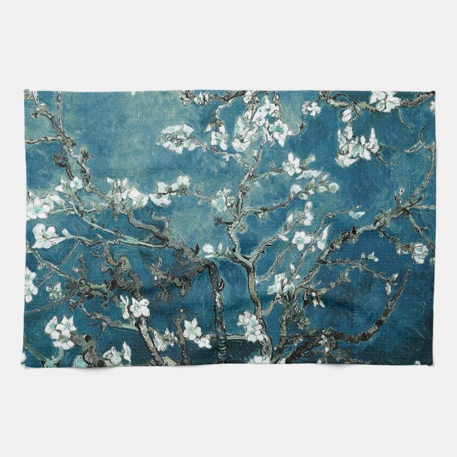 Linge De Cuisine Van Gogh Almond Blossoms : Turquoise foncé (Horizontal)