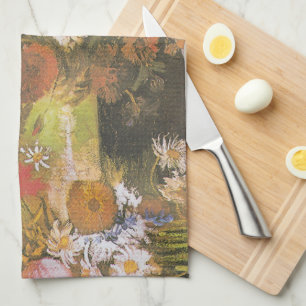 Linge De Cuisine Vase avec des fleurs de maïs&poppies, des pivoines