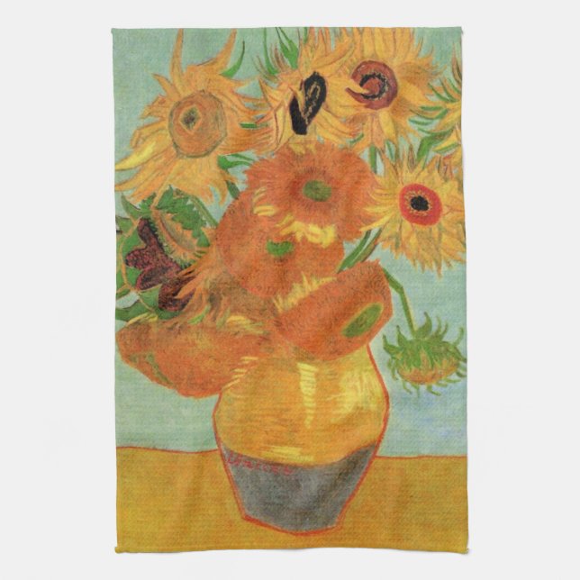 Linge De Cuisine Vase avec douze tournesols par Vincent van Gogh (Vertical)