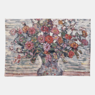 Linge De Cuisine Vase de fleurs, Zinnias de Maurice Prendergast