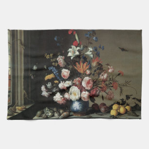 Linge De Cuisine Vase des fleurs par une fenêtre, Balthasar van der