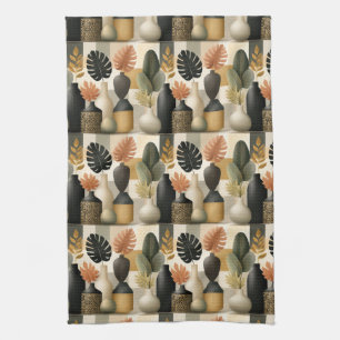 Linge De Cuisine Vases en céramique boho modernes et feuilles botan