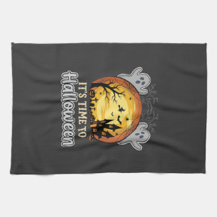 Linge De Cuisine Vecteur de lune hantée Halloween fantômes et cimet