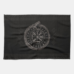 Linge De Cuisine Vegvisir avec Ouroboros et runes