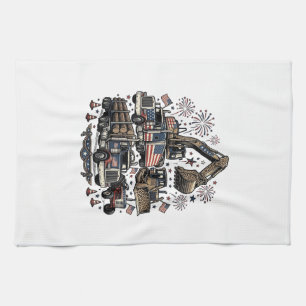 Linge De Cuisine Véhicules de construction patriotiques T-shirt vin