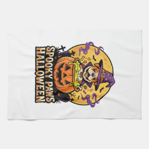 Linge De Cuisine Veillée de la citrouille du Bulldog d'Halloween