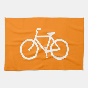 Linge De Cuisine Vélo blanc et orange