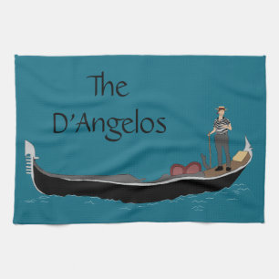 Linge De Cuisine Venise, Italie Gondola et Gondolier Turquoise Blue