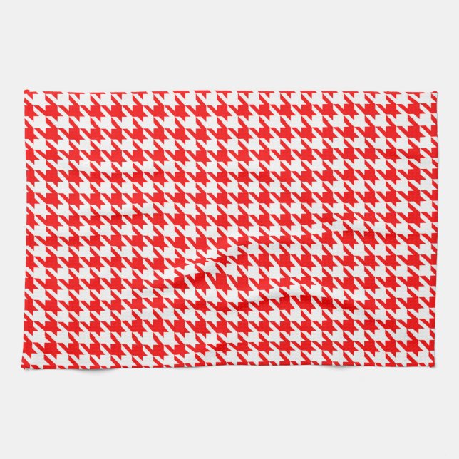 Linge De Cuisine Vérification de la position de base rouge et blanc (Horizontal)