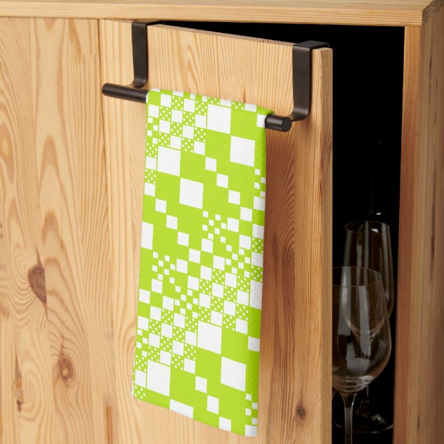 Linge De Cuisine Vérifié, Chèques - Vert et blanc de chaux (Pliage en tiers)