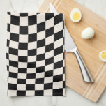 Linge De Cuisine Vérifier le tableau de bord du Motif noir et blanc<br><div class="desc">Retro À damiers motif - chèque tordu noir et blanc / damier ondulé et déformé.</div>