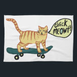 Linge De Cuisine Vérifier Meowt Punny Skateboard Tabby Cat<br><div class="desc">VÉRIFIEZ MEOWT ! Décorez votre cuisine avec cette serviette de chat amusante. Fait un grand ménage ou cadeau d'anniversaire pour cet amoureux des chats dans votre vie! Ou le skateboarder ! Consultez mon magasin pour trouver des trucs plus assortis comme des tasses et des autocollants!</div>