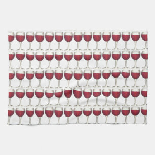 Linge De Cuisine Verre rouge Merlot Imprimer Motif Lunettes Serviet
