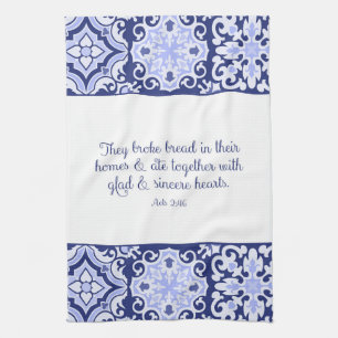 Linge De Cuisine Verset Bible Bleu De Cobalt, Ils Ont Broyé Du Pai