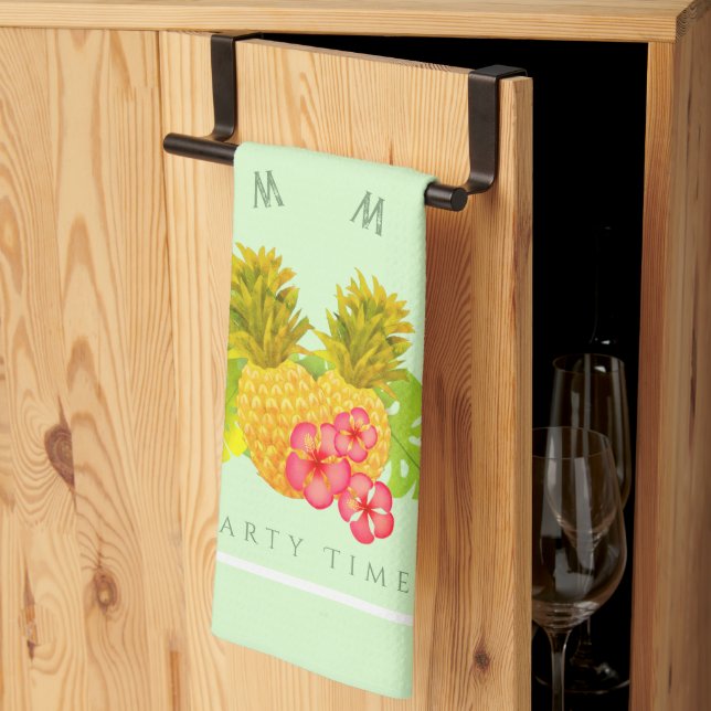 Linge De Cuisine Vert ananas (Pliage en tiers)