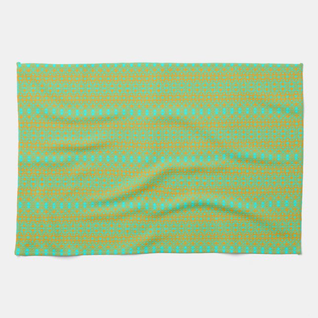 Linge De Cuisine Vert clair et Motif orange (Horizontal)