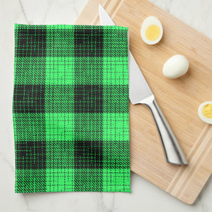 Linge De Cuisine Vert Croix à carreaux Noir Buffalo Check