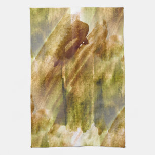 Linge De Cuisine vert d'art, arrière - plan brun de peinture de