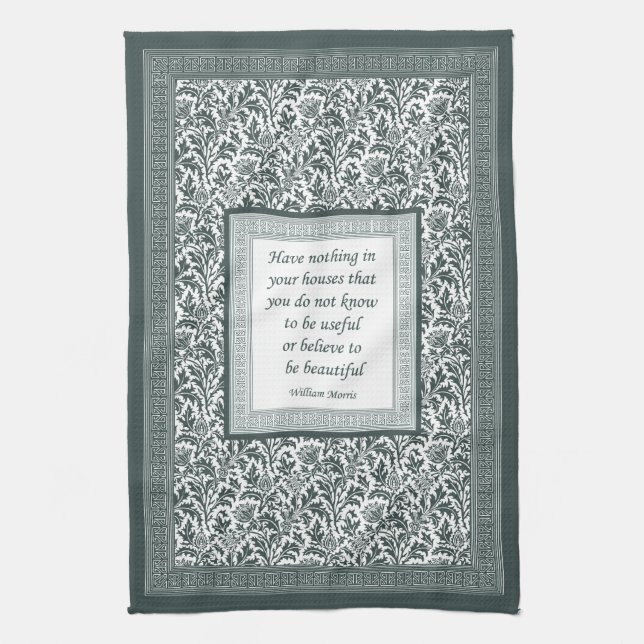 Linge De Cuisine Vert élégant de motif et de citation de William (Vertical)