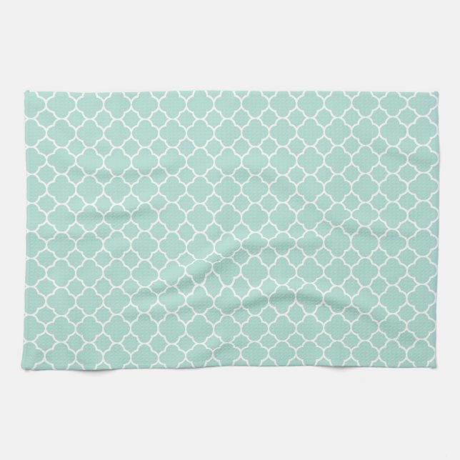 Linge De Cuisine Vert en bon état et blanc (Horizontal)