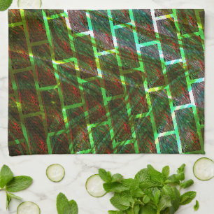 Linge De Cuisine Vert et taché, rayures et effet de mur