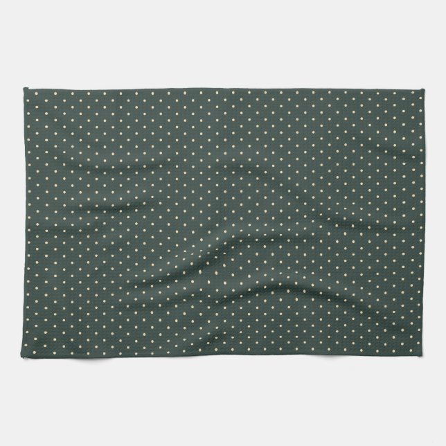Linge De Cuisine Vert foncé à pois (Horizontal)