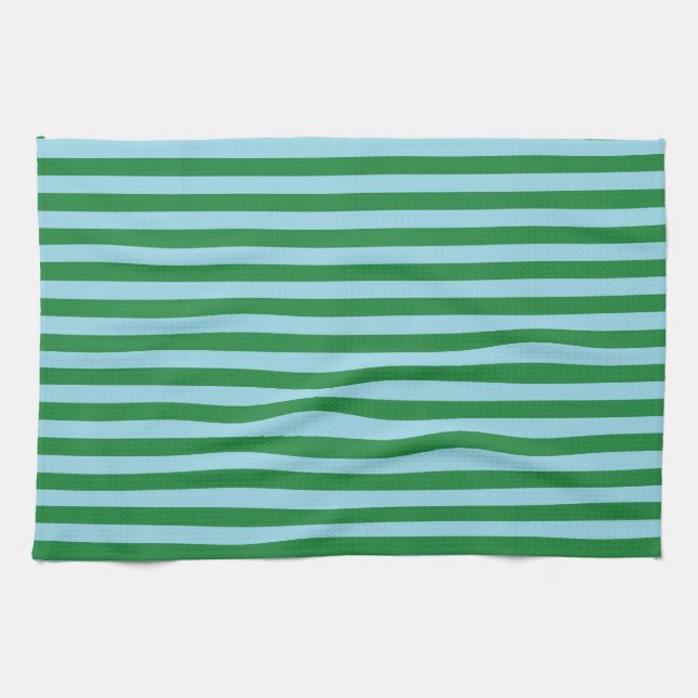 Linge De Cuisine Vert foncé et Bleu pastel (Horizontal)