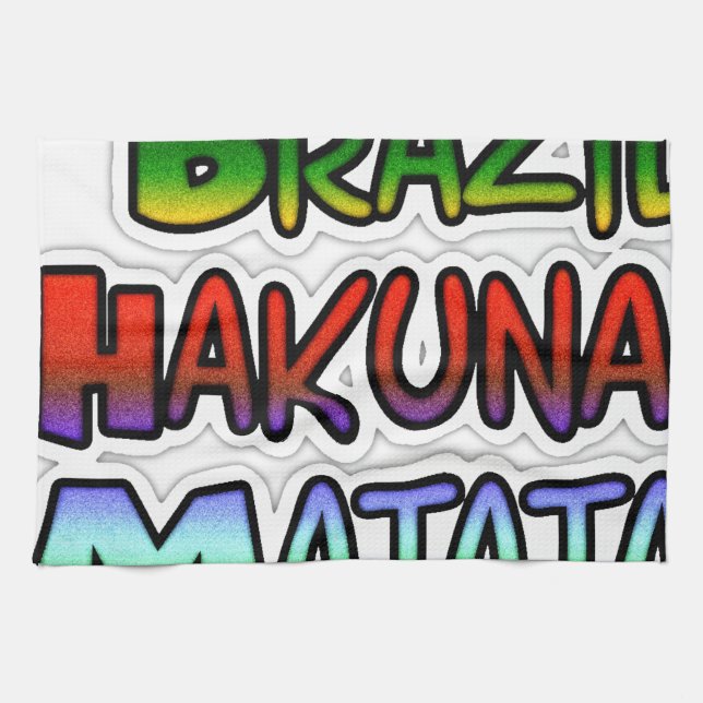 Linge De Cuisine Vert jaune or Brésil Hakuna Matata (Horizontal)