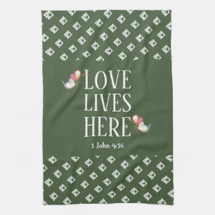 Linge De Cuisine Vert LOVE LIVES ICI Personnalisable
