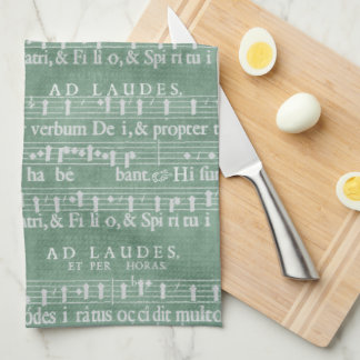 Linge De Cuisine Vert médiéval de Teal de manuscrit de musique