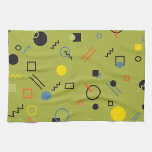 Linge De Cuisine Vert, moderne, cool, tendance, urbain, Memphis mot
