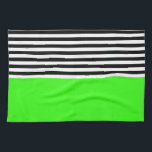 Linge De Cuisine Vert néon avec rayures noires et blanches<br><div class="desc">Vert néon avec rayures noires et blanches</div>