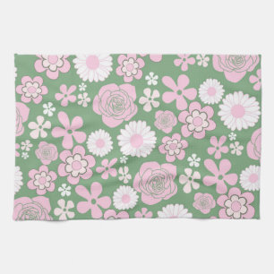 Linge De Cuisine Vert rose Tropical Floral Botanique Printemps Été