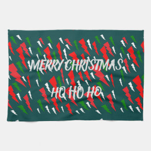 Linge De Cuisine Vert rouge blanc mot de design texte joyeux Noël