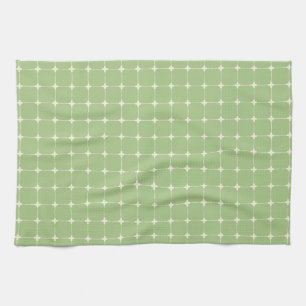 Linge De Cuisine Vert Sauge Grille Naturelle Crème Chaude