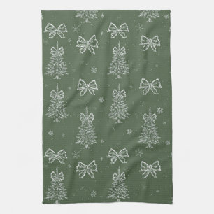 Linge De Cuisine Vert sauge vintage Noël Toile de Jouy (4)