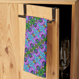 Linge De Cuisine Vert turquoise violet Design abstrait