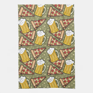 Linge De Cuisine Verticale graphique de motif de bière et de pizza