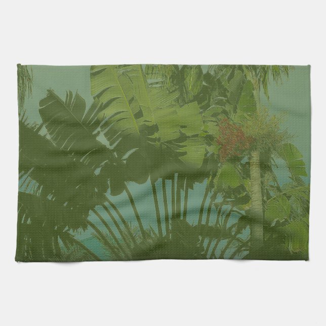 Linge De Cuisine Verts de soirée tropicale (Horizontal)