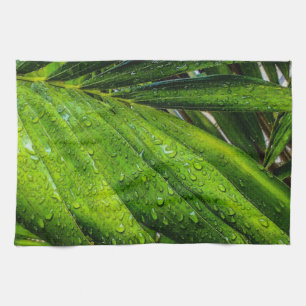Linge De Cuisine Verts tropicaux avec gouttes de pluie