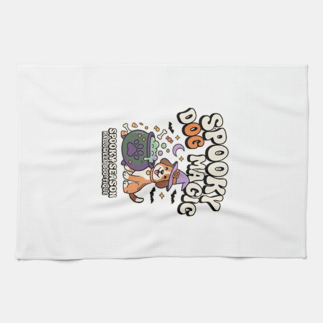 Linge De Cuisine Vibes de magie de chien Halloween (Horizontal)