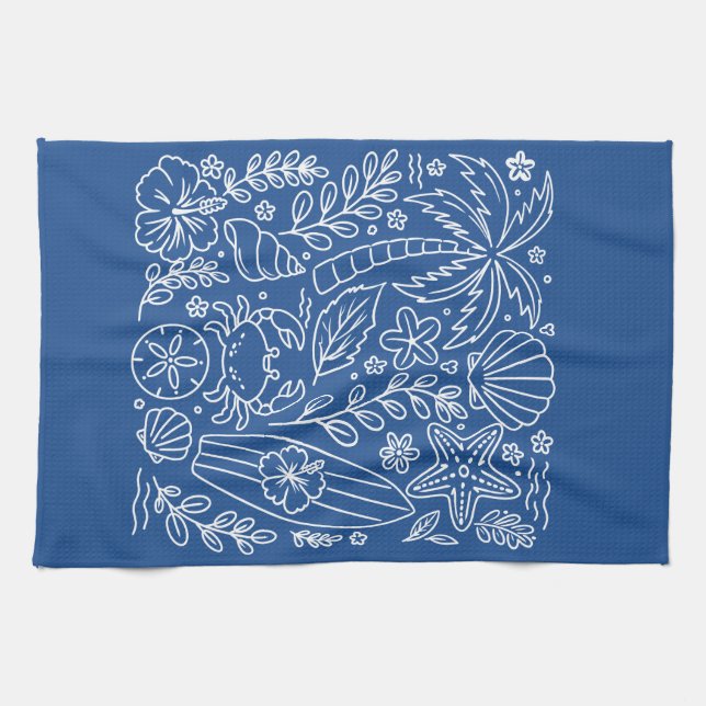 Linge De Cuisine Vibes de Plage Tropicale (Horizontal)