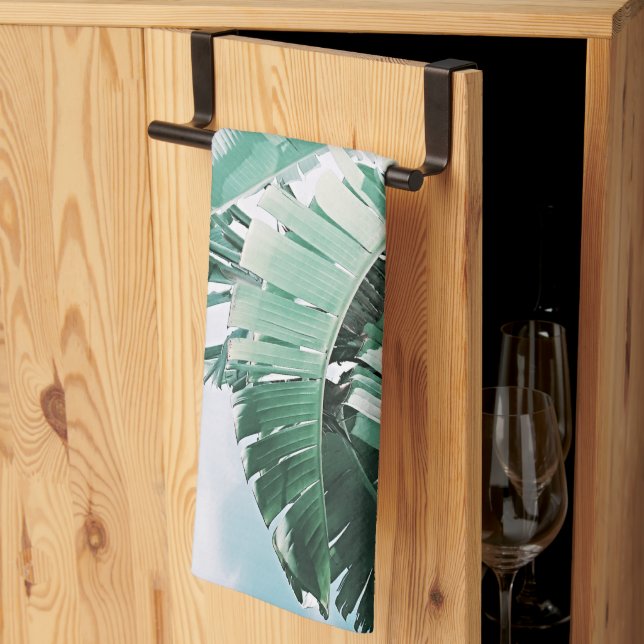 Linge De Cuisine Vibes d'été Banana Feuilles vert pâle (Pliage en tiers)